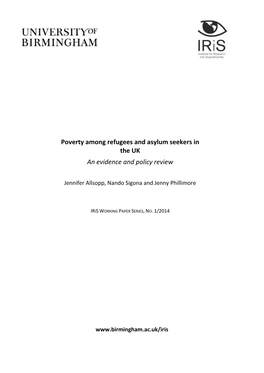 Poverty Among Refugees and Asylum Seekers in the UK an Evidence and Policy Review