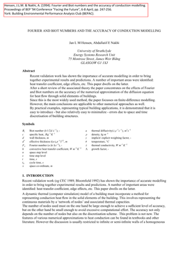 Fourier and Biot Numbers and the Accuracy of Conduction Modelling