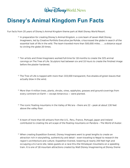 Disney's Animal Kingdom Fun Facts