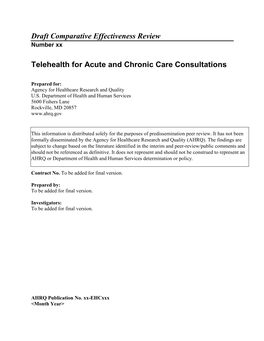 Telehealth for Acute and Chronic Care Consultations