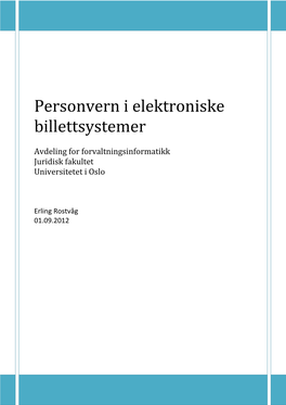 Personvern I Elektroniske Billettsystemer