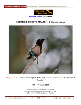 ECUADOR: REMOTE AMAZON, Shiripuno Lodge