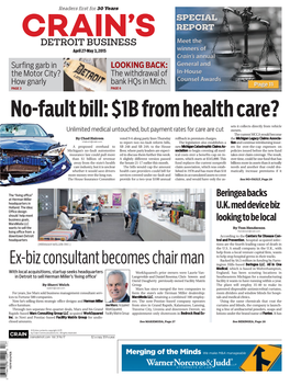 No-Fault Bill: $1B from Health Care?