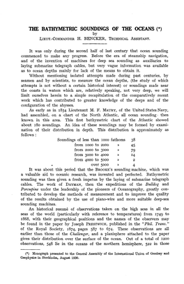 THE BATHYMETRIC SOUNDINGS of the OCEANS (*) by I,Ie U T .-Co M M an Der H