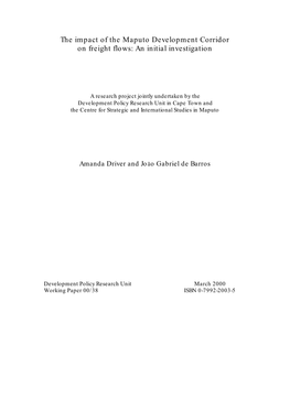 The Impact of the Maputo Development Corridor on Freight Flows: an Initial Investigation