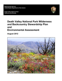 Death Valley National Park Wilderness and Backcountry Stewardship Plan and Environmental Assessment