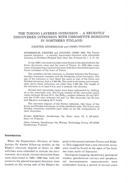 The Tornio Layered Intrusion - a Recently Discovered Intrusion with Chromitite Horizons in Northern Finland