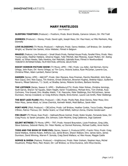 MARY PANTELIDIS Line Producer