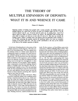 The Theory of Multiple Expansion of Deposits: What It Is and Whence It Came