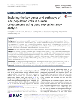 Exploring the Key Genes and Pathways of Side Population Cells In