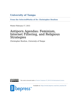 Feminism, Internet Filtering, and Religious Strategies Christopher Boulton, University of Tampa