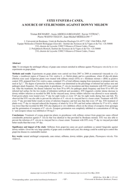 Vitis Vinifera Canes, a Source of Stilbenoids Against Downy Mildew
