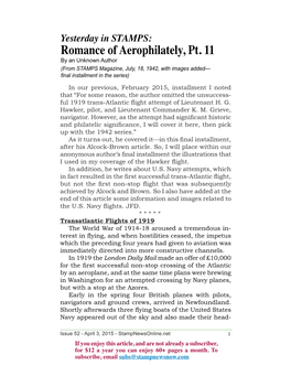 Romance of Aerophilately, Pt. 11