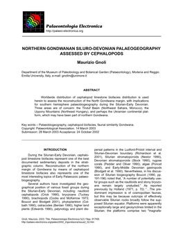 Northern Gondwanan Siluro-Devonian Palaeogeography Assessed by Cephalopods