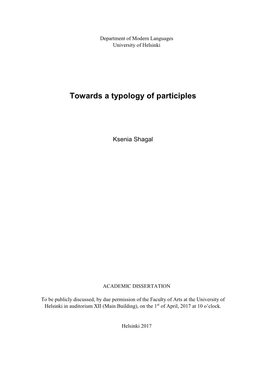 Towards a Typology of Participles