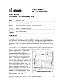 Final Report Lawrence-Allen Secondary Plan