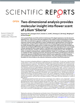 Two-Dimensional Analysis Provides Molecular Insight Into Flower Scent