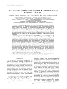 Phylogenetic Dispersion of Host Use in a Tropical Insect Herbivore Community