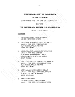 1 : in the High Court of Karnataka Dharwad Bench