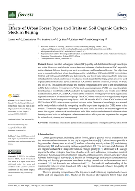 Effects of Urban Forest Types and Traits on Soil Organic Carbon Stock in Beijing
