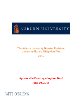 Auburn University Disaster Resistant University Hazard Mitigation Plan 2016