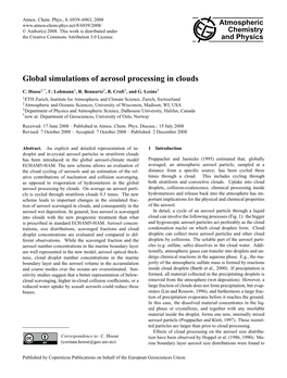 Global Simulations of Aerosol Processing in Clouds