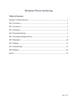 Windows Phone Hardening