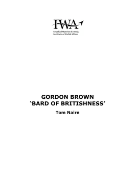 Gordon Brown 'Bard of Britishness'