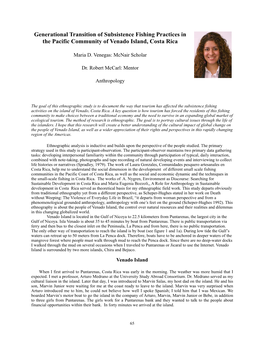 Generational Transition of Subsistence Fishing Practices in the Pacific Community of Venado Island, Costa Rica