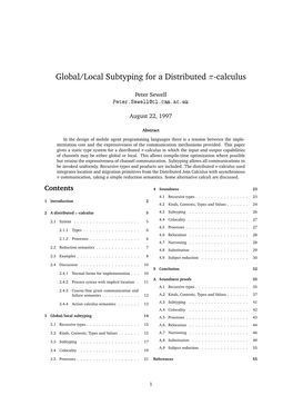 Global/Local Subtyping for a Distributed -Calculus