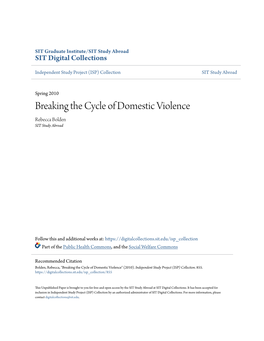 Breaking the Cycle of Domestic Violence Rebecca Bolden SIT Study Abroad