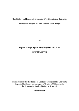 Biology and Impact of Neochetina Weevils on Water Hyacinth