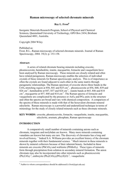 Raman Microscopy of Selected Chromate Minerals