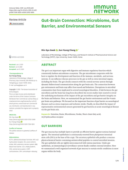 Gut-Brain Connection: Microbiome, Gut Barrier, and Environmental Sensors