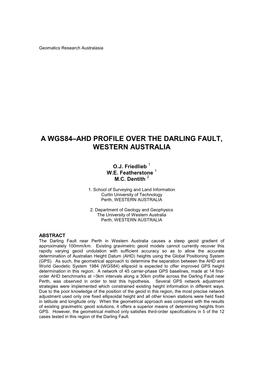 A Geometrical Geoid Profile of the Darling Scarp, Western Australia, Using Ahd and Gps Heights