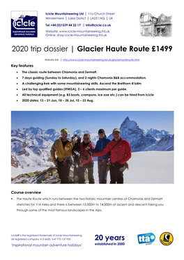 Glacier Haute Route £1499