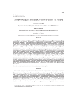 Arsenopyrite Melting During Metamorphism of Sulfide Ore Deposits