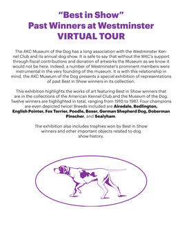 “Best in Show” Past Winners at Westminster VIRTUAL TOUR