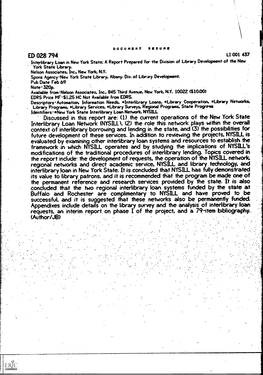 Buffalo and Rochester .Are Complimentary to NYSILL and Have Proved to Be Successful, and It Is Suggested That These Networks Also Be Permanently Funded