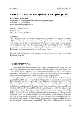 Perceptions of Air Quality in Ljubljana 1 Introduction