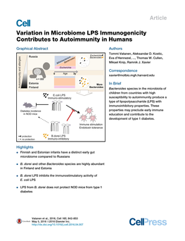 Variation in Microbiome LPS Immunogenicity Contributes to Autoimmunity in Humans