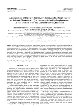 An Assessment of the Reproduction, Predation, and Nesting Behavior Of