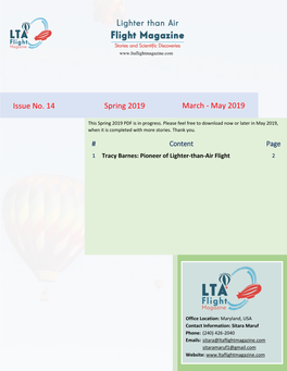 May 2019 Spring 2019 Issue No. 14