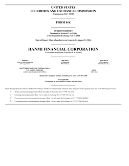 HANMI FINANCIAL CORPORATION (Exact Name of Registrant As Specified in Its Charter)