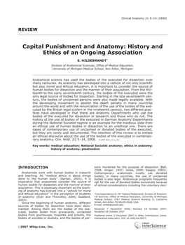 Capital Punishment and Anatomy: History and Ethics of an Ongoing Association