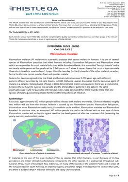 CYCLE 48 SLIDE 3 Plasmodium Malariae