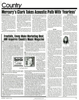 Mercury's Clark Takes Acoustic Path with `Fearless' by RAY WADDELL Any She's Done