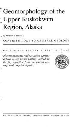 Geomorphology of the Upper Kuskokwim Region, Alaska