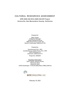 Cultural Resources Assessment