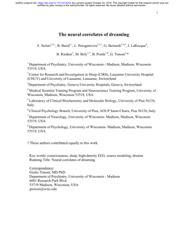The Neural Correlates of Dreaming